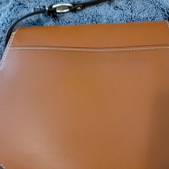 Tory Burch Miller Crossbody Saddlebag Bag Tan/Camel - Picture 6 of 13